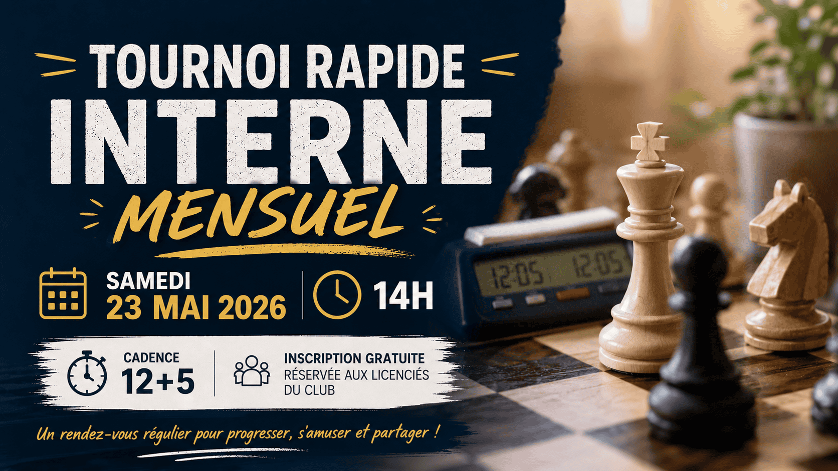 Tour Hyéroise - Tournoi rapide interne mensuel, événement d'échecs à Hyères, organisé par La Tour Hy.